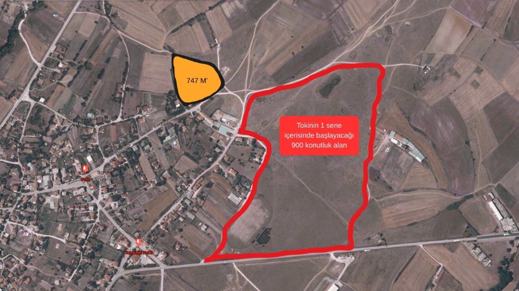 Tekirdağ Kapaklı Yanıkağıl Satılık Arsa - 747 m² TOKİ Yanı